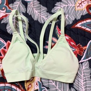Green cross strap bra